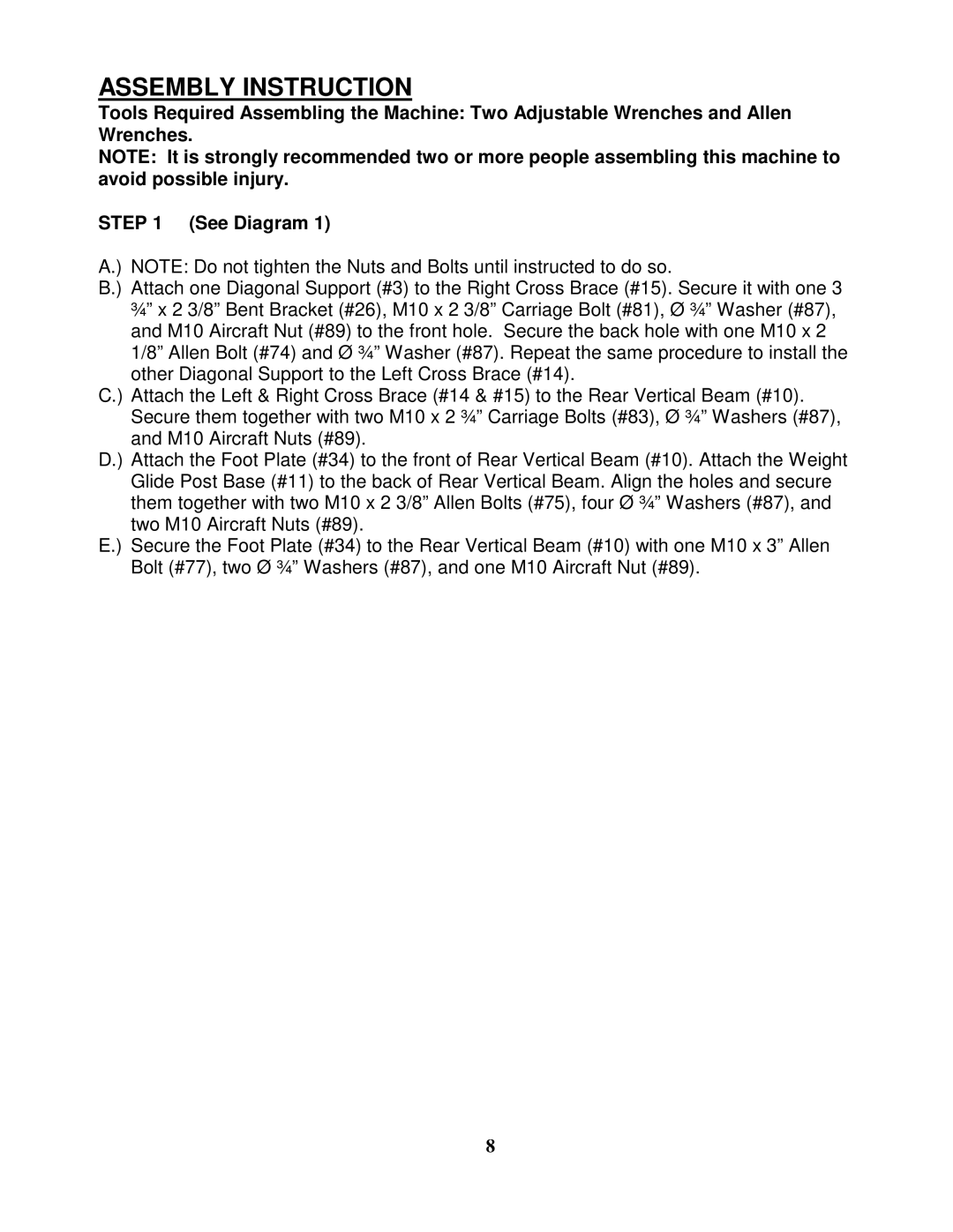 Impex MP-3105 manual Assembly Instruction 