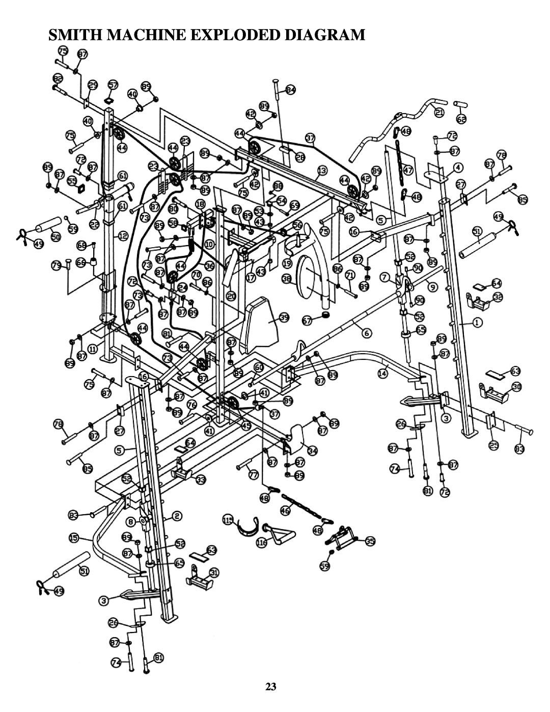 Impex MP-3105 manual Smith Machine Exploded Diagram 