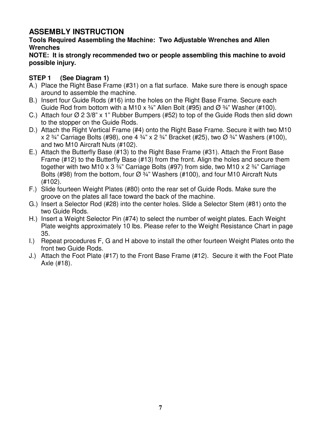 Impex MP-4500 manual Assembly Instruction 