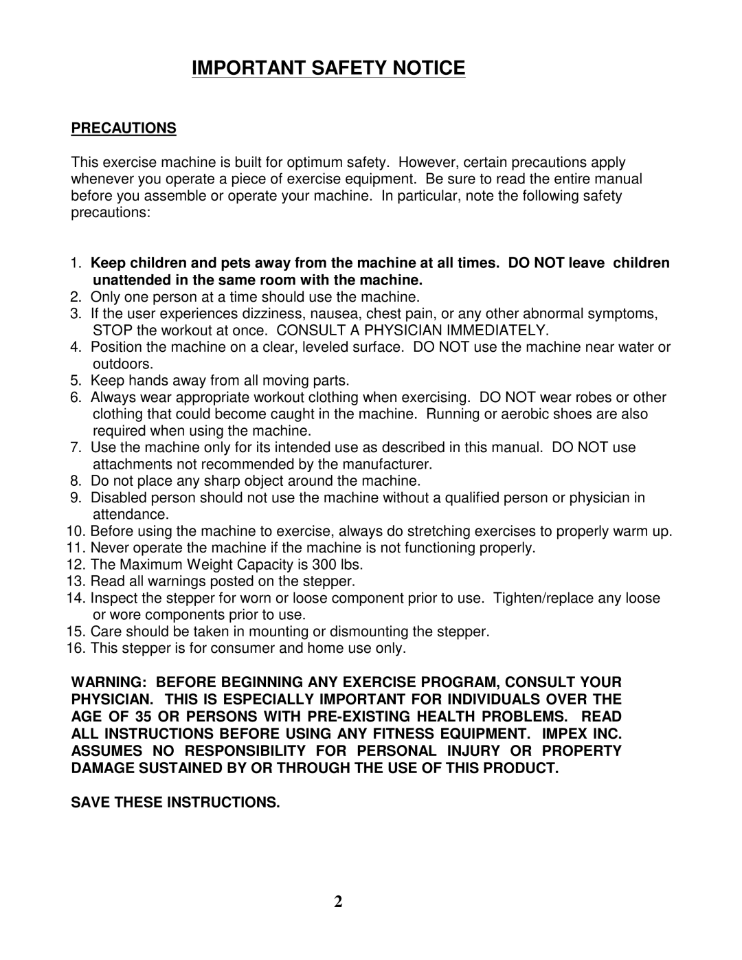 Impex MS-60 manual Important Safety Notice, Precautions 