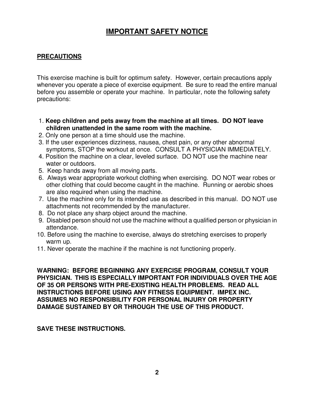 Impex MWB-544 manual Important Safety Notice 