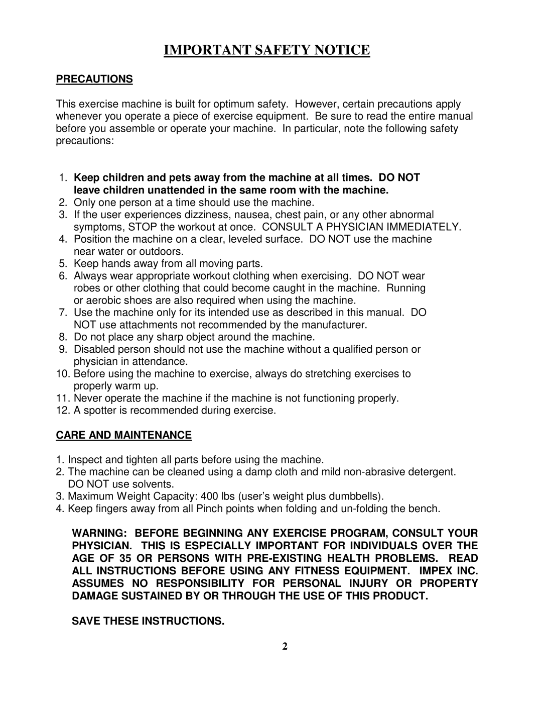 Impex MWB-6901 manual Important Safety Notice 