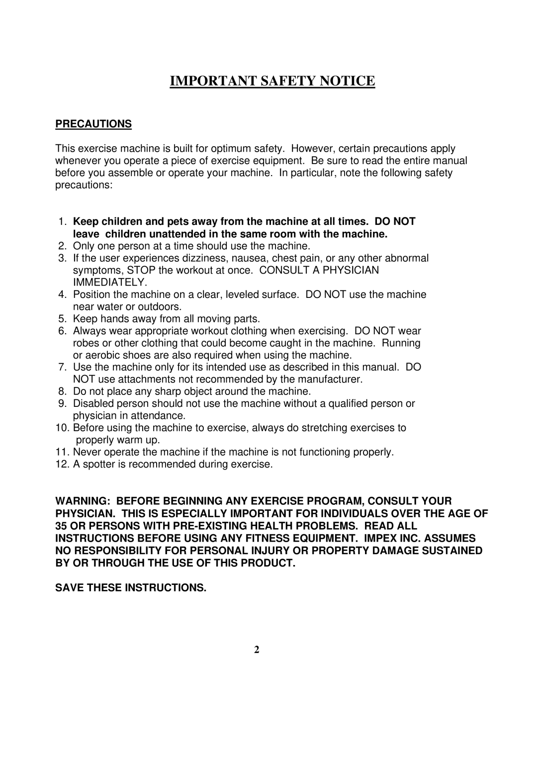 Impex MWB 715B manual Important Safety Notice 