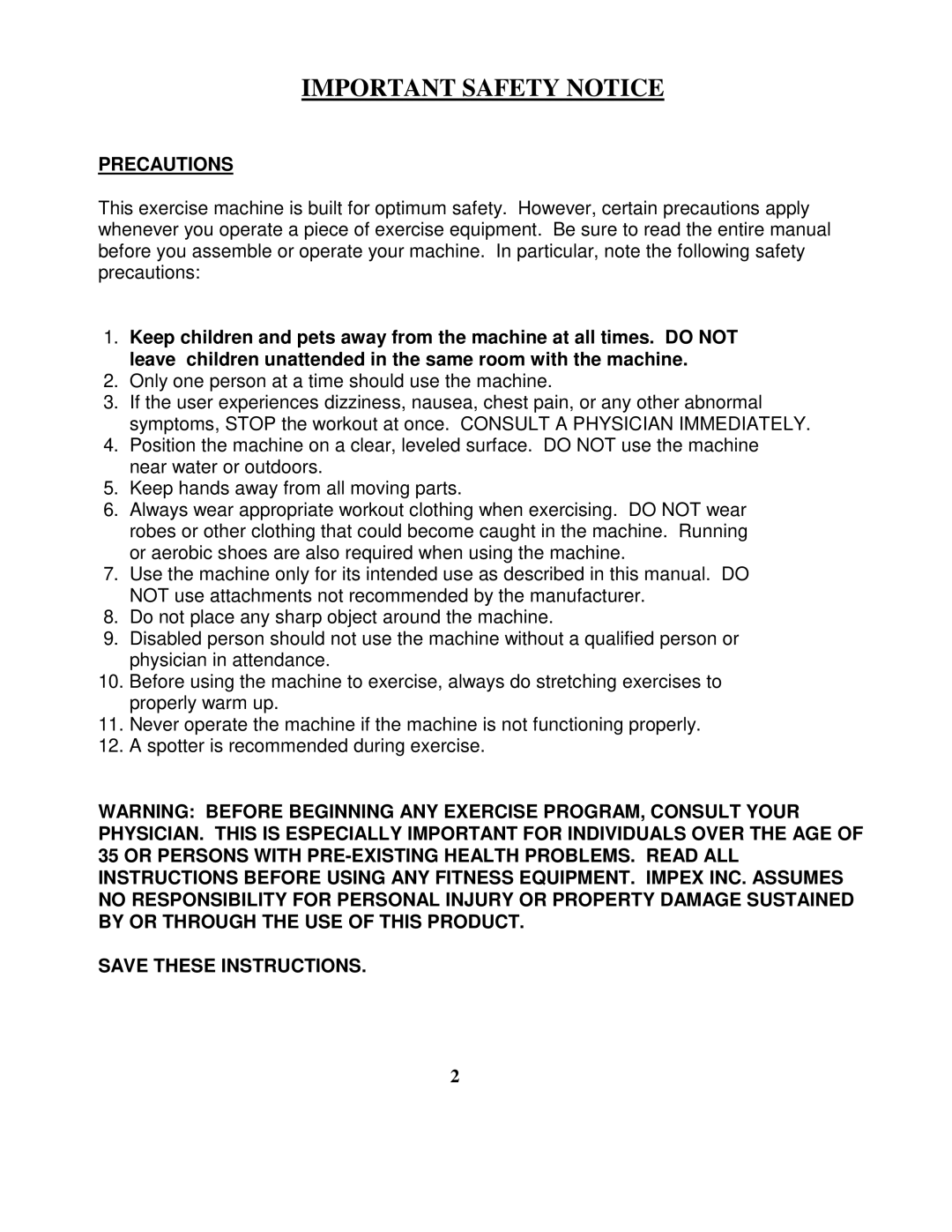 Impex MWB 716 manual Important Safety Notice 