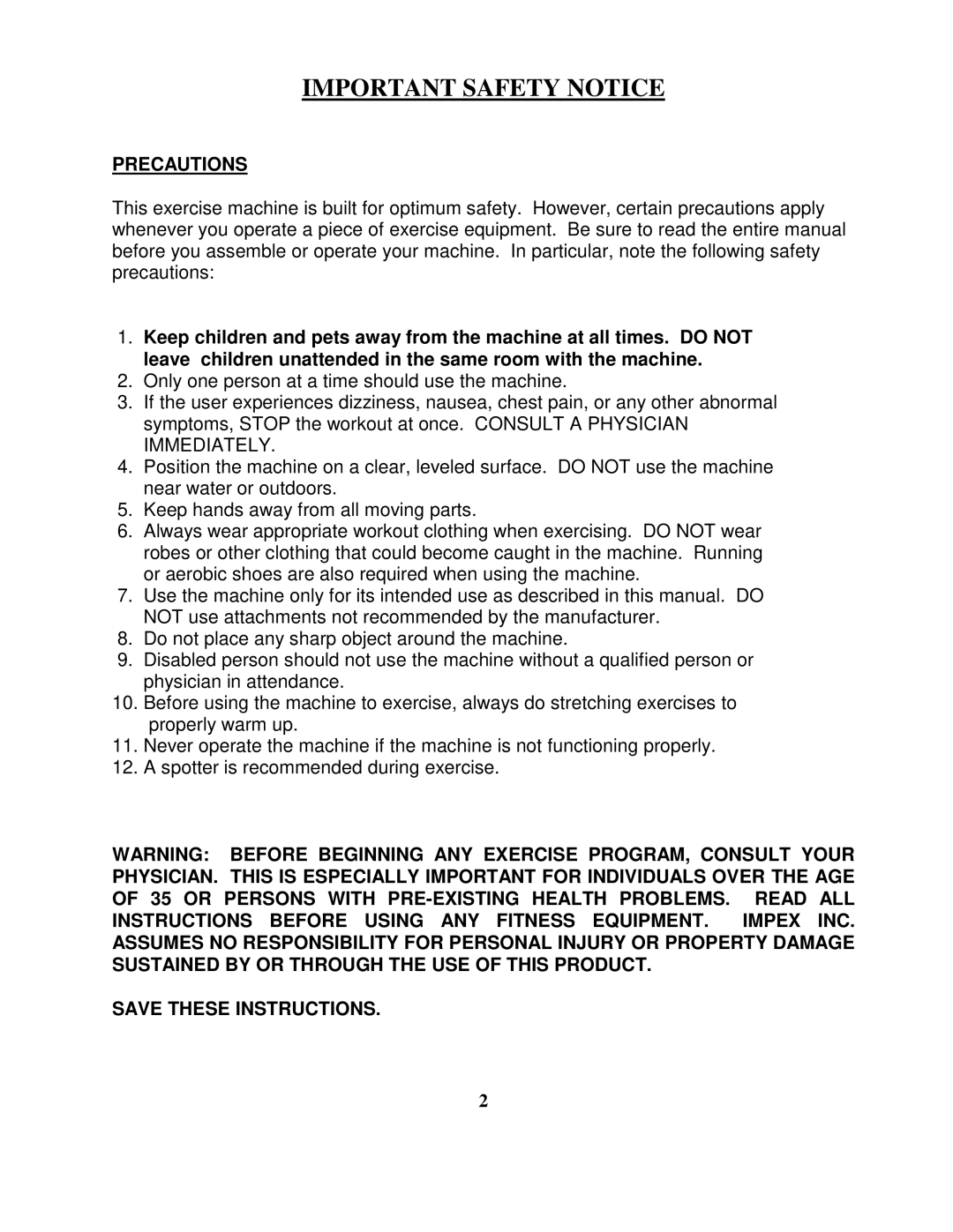 Impex MWB-760 manual Important Safety Notice 