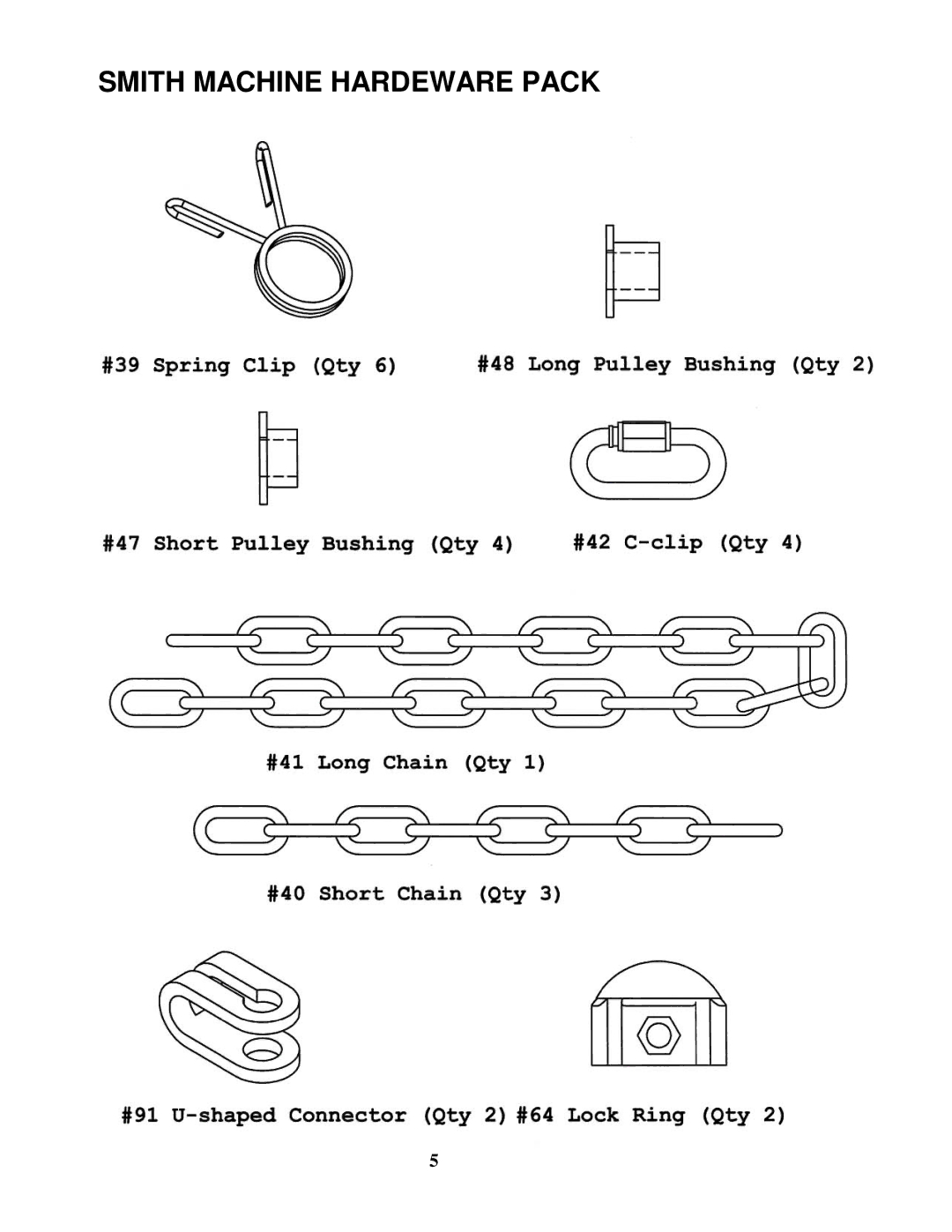 Impex MWB-9000 manual Smith Machine Hardeware Pack 