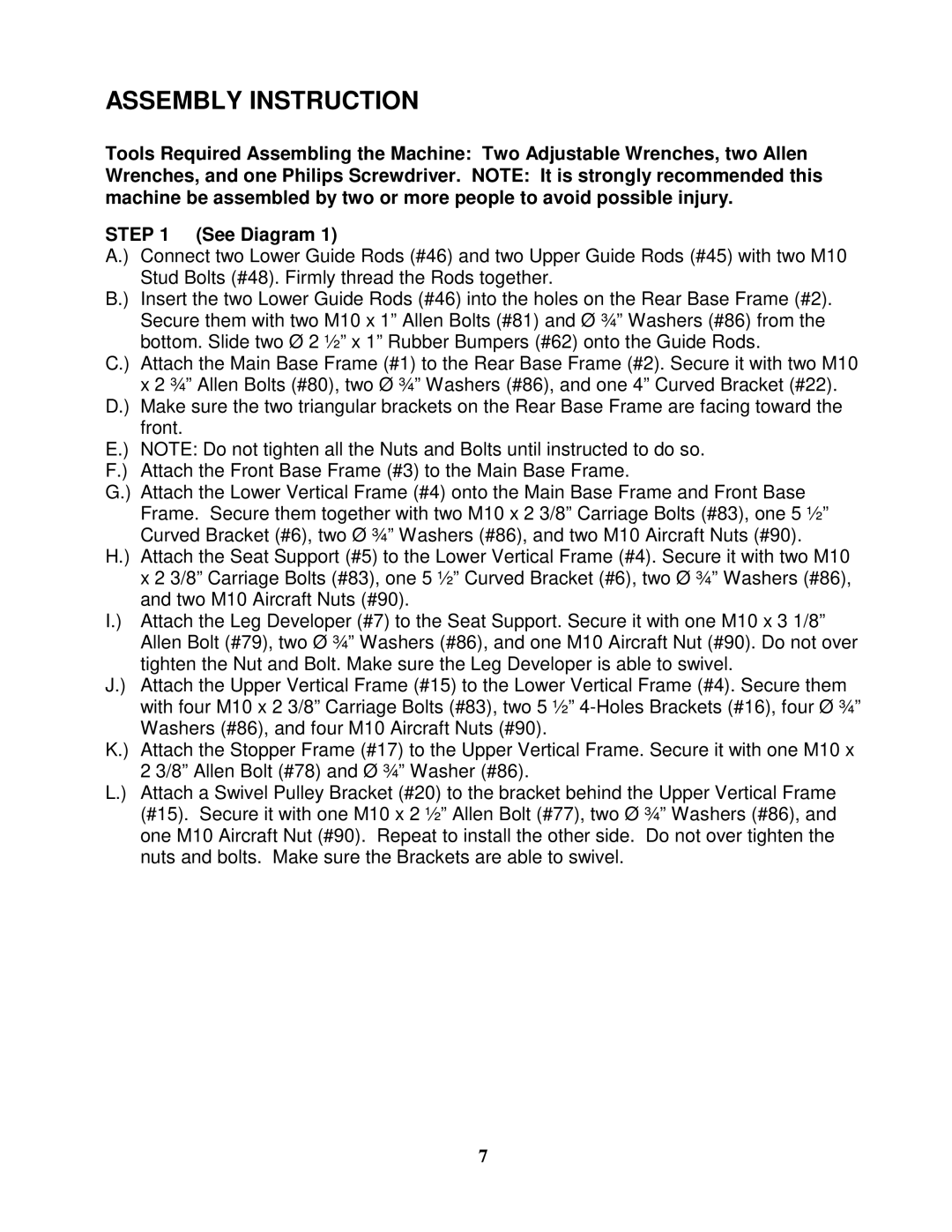 Impex MWM-1509 manual Assembly Instruction 