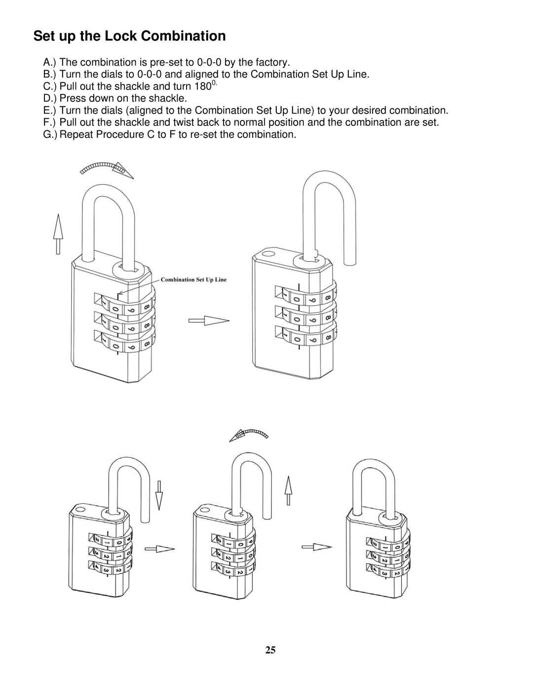 Impex MWM-1840 manual Set up the Lock Combination 