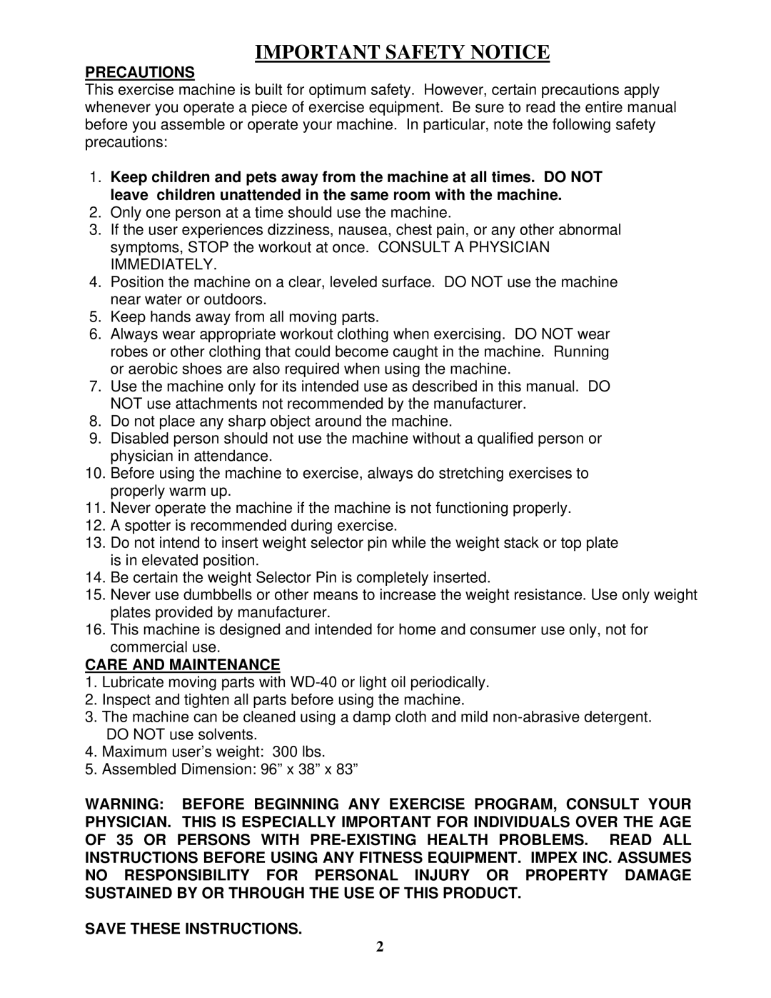 Impex MWM-1840 manual Important Safety Notice 