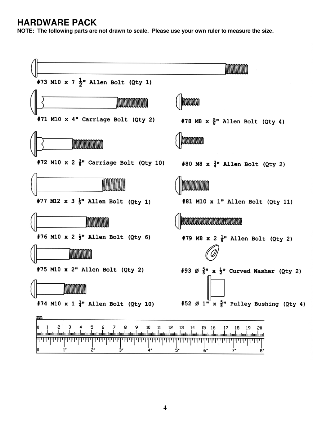 Impex MWM-1840 manual Hardware Pack 