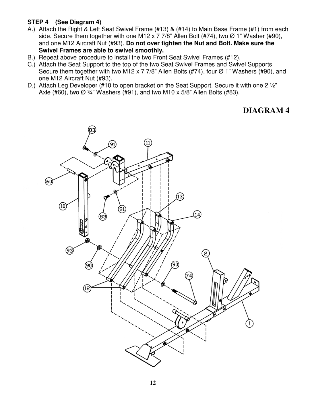 Impex MWM-7300 manual See Diagram, Swivel Frames are able to swivel smoothly 