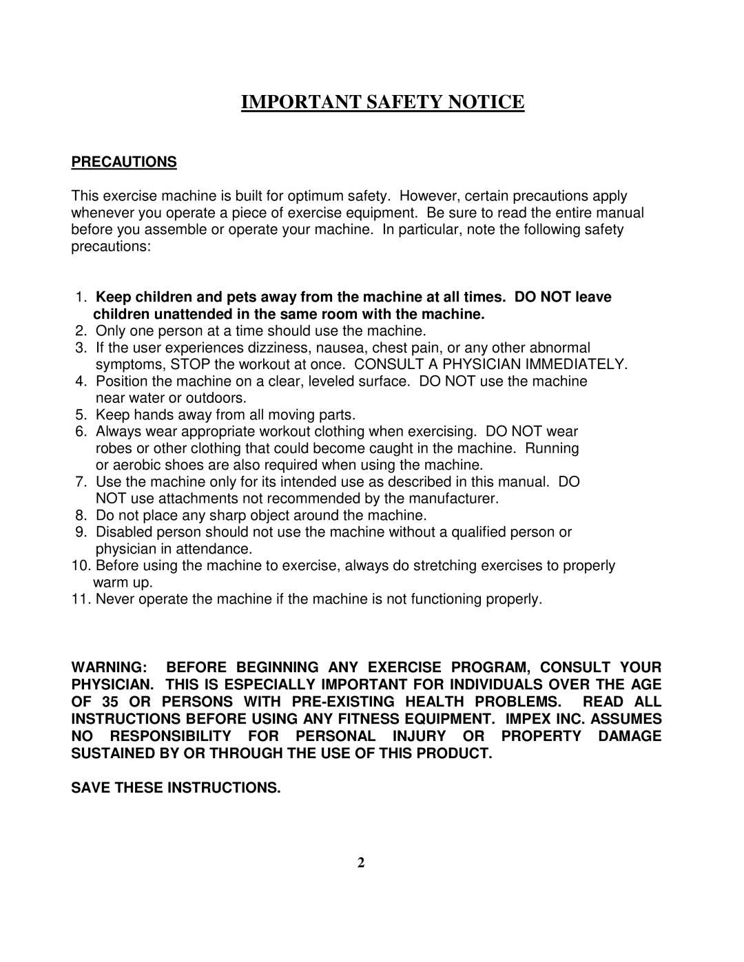 Impex MWM 800 manual Important Safety Notice 