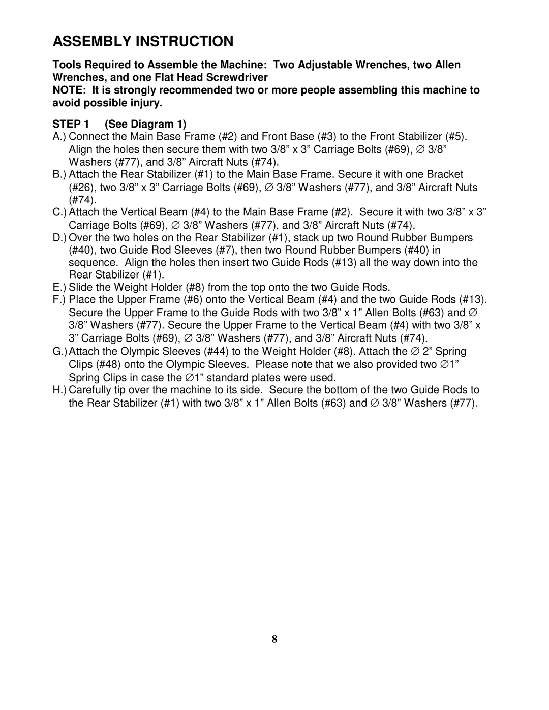 Impex MWM 800 manual Assembly Instruction 