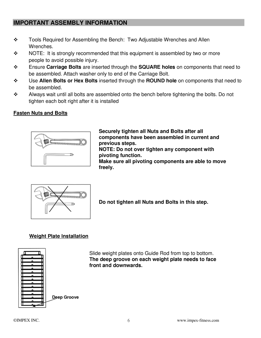 Impex MWM-988 manual Important Assembly Information 