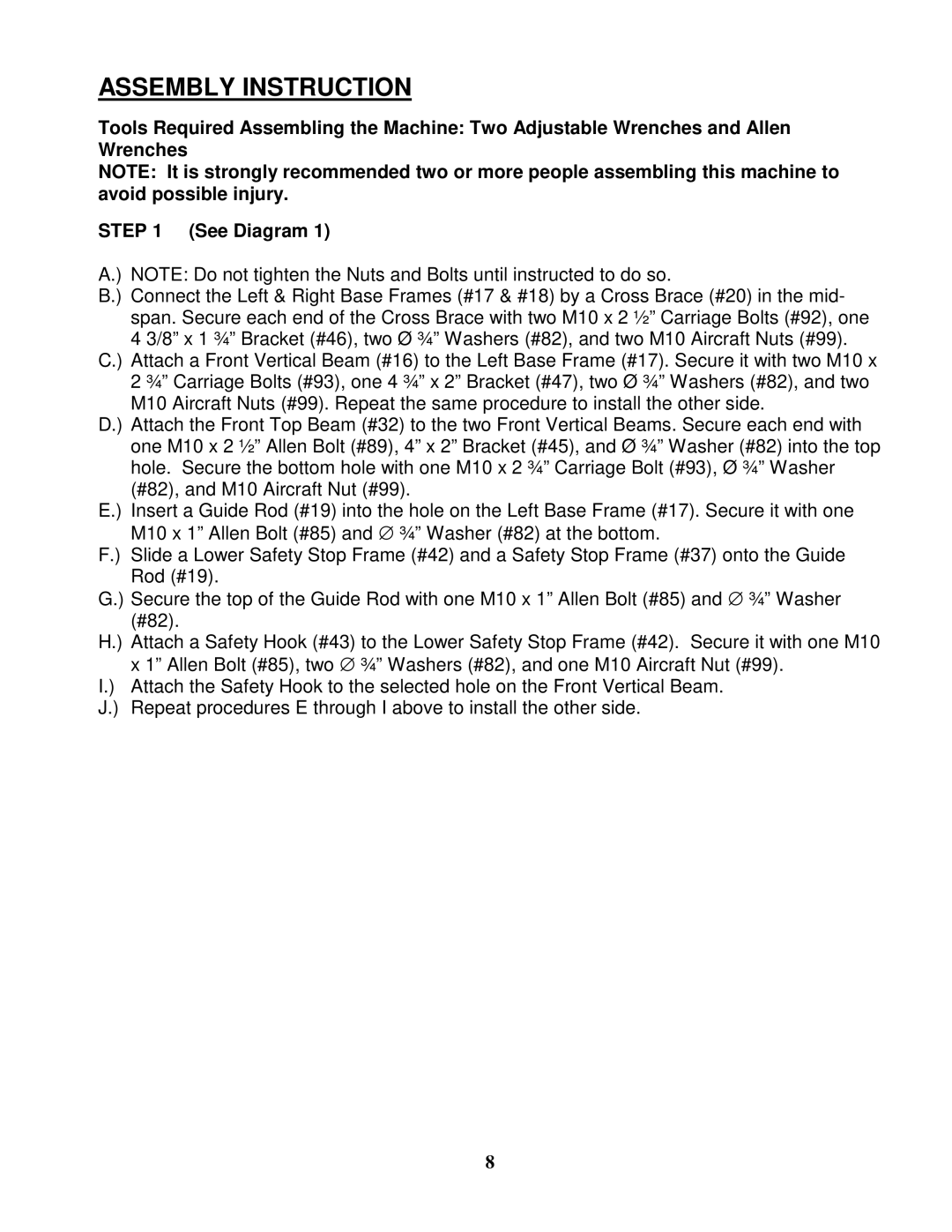 Impex MXM-5 manual Assembly Instruction 