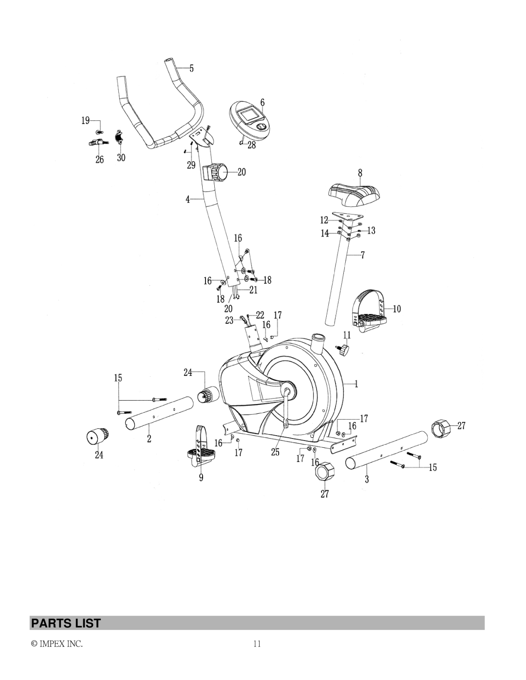 Impex NS-1003U manual Parts List 