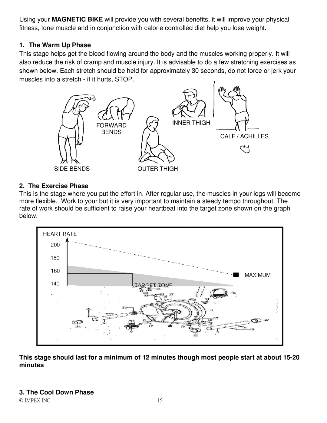 Impex NS-1003U manual Warm Up Phase, Exercise Phase 