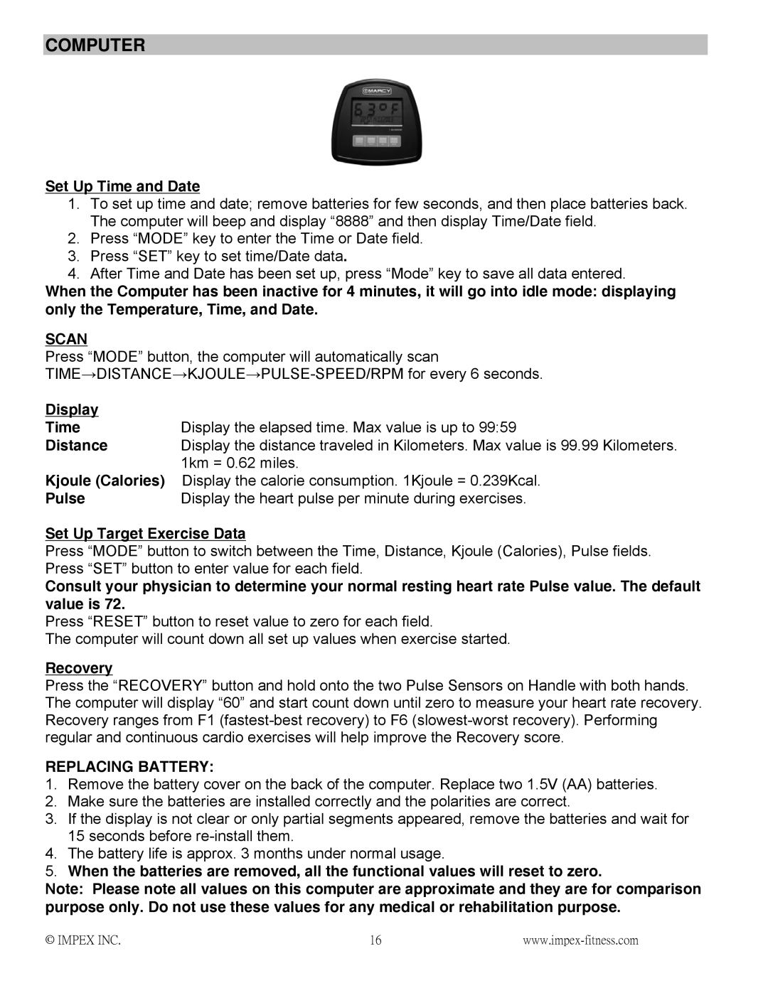 Impex NS-1101U manual Computer, Set Up Time and Date 