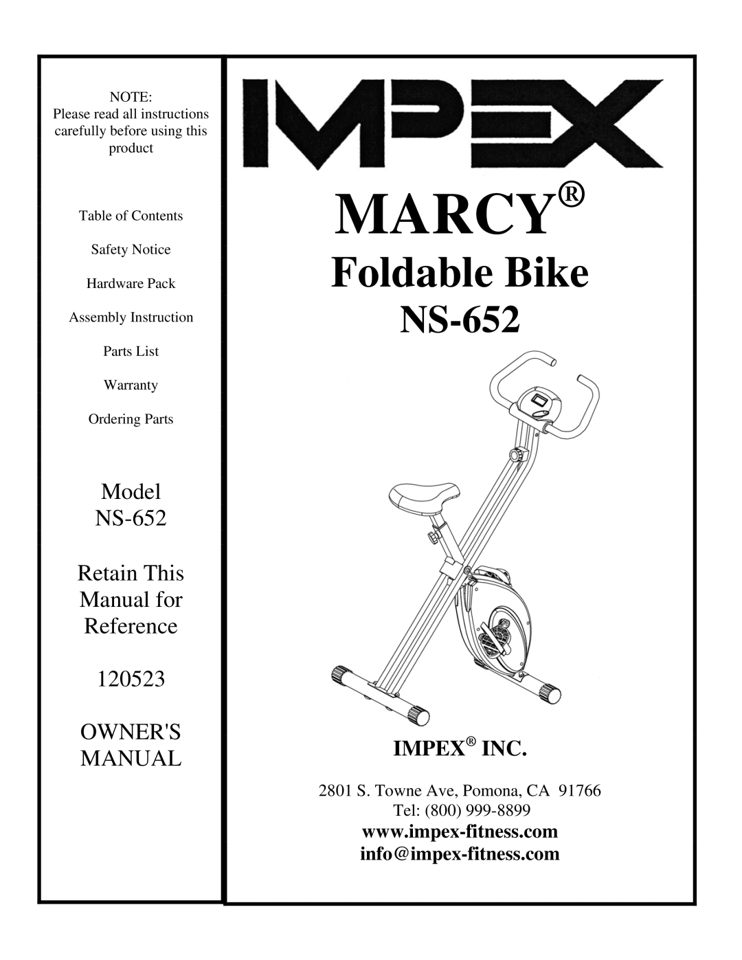 Impex NS-652 manual Marcy 