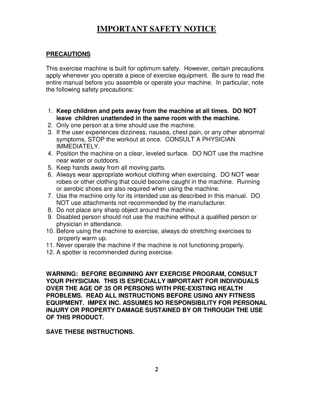 Impex PHC 698 manual Important Safety Notice 