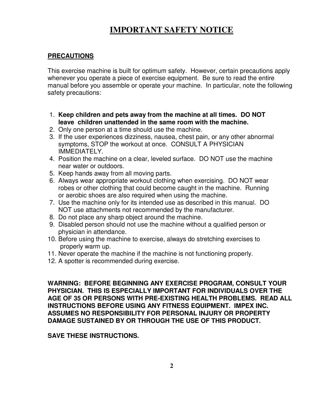 Impex PHC 710 manual Important Safety Notice 