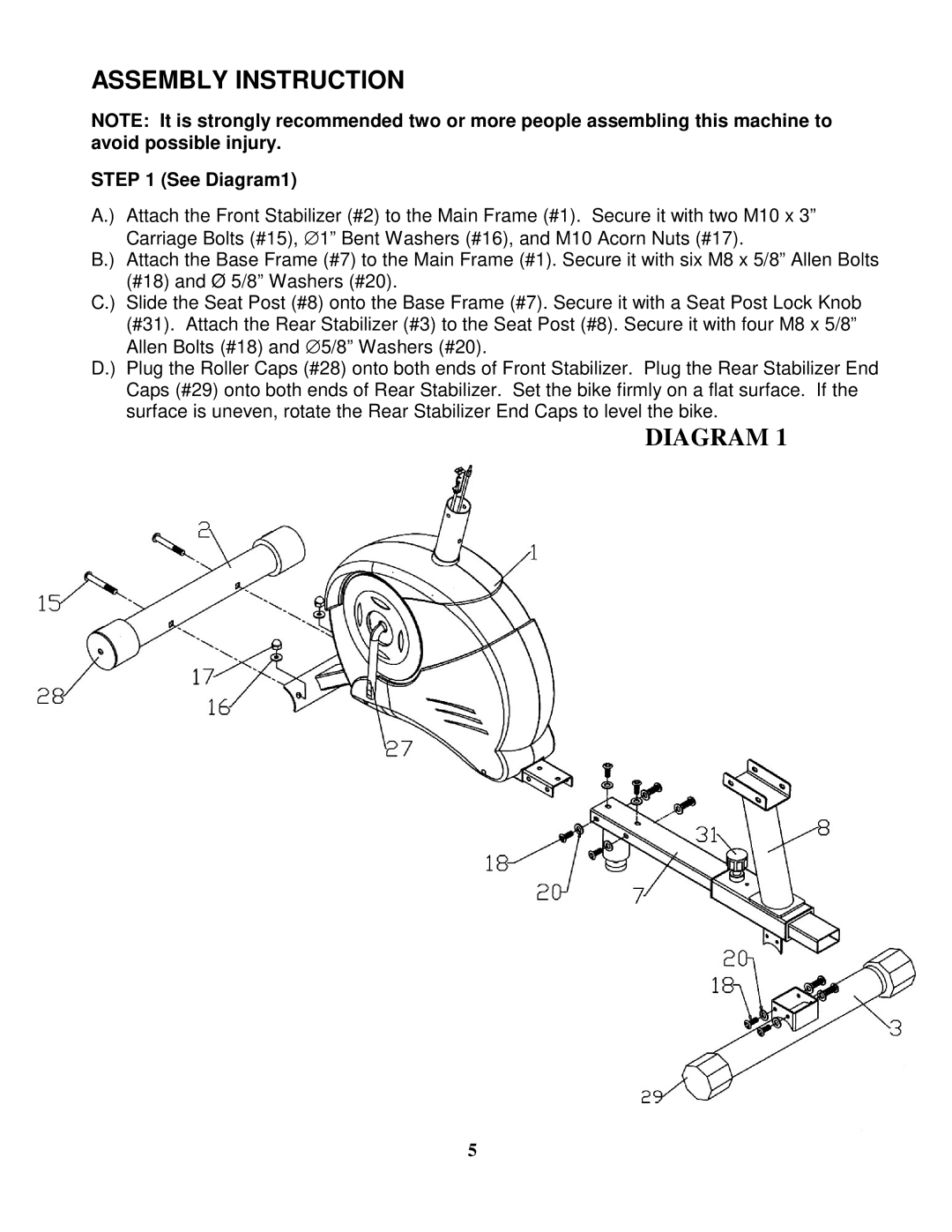 Impex PL-43231 manual Assembly Instruction, See Diagram1 