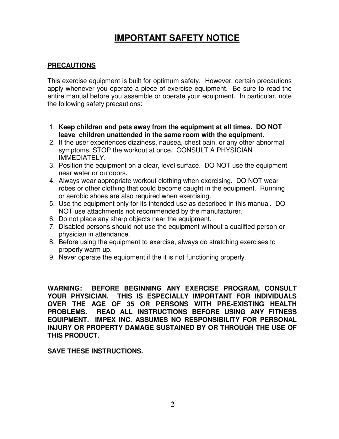 Impex PT 70 manual Important Safety Notice, Precautions 