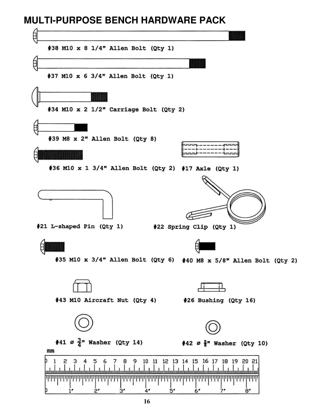 Impex PWR 8 manual MULTI-PURPOSE Bench Hardware Pack 