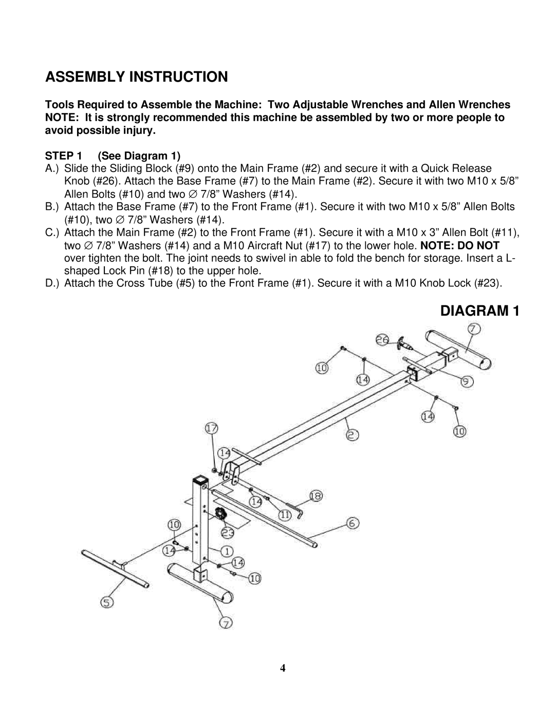 Impex SB 208 manual Assembly Instruction, Diagram 