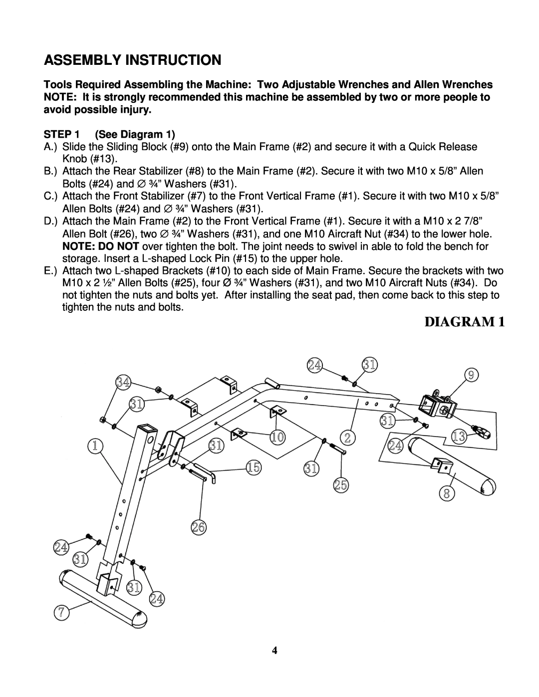 Impex SB 210 manual Assembly Instruction, Diagram 