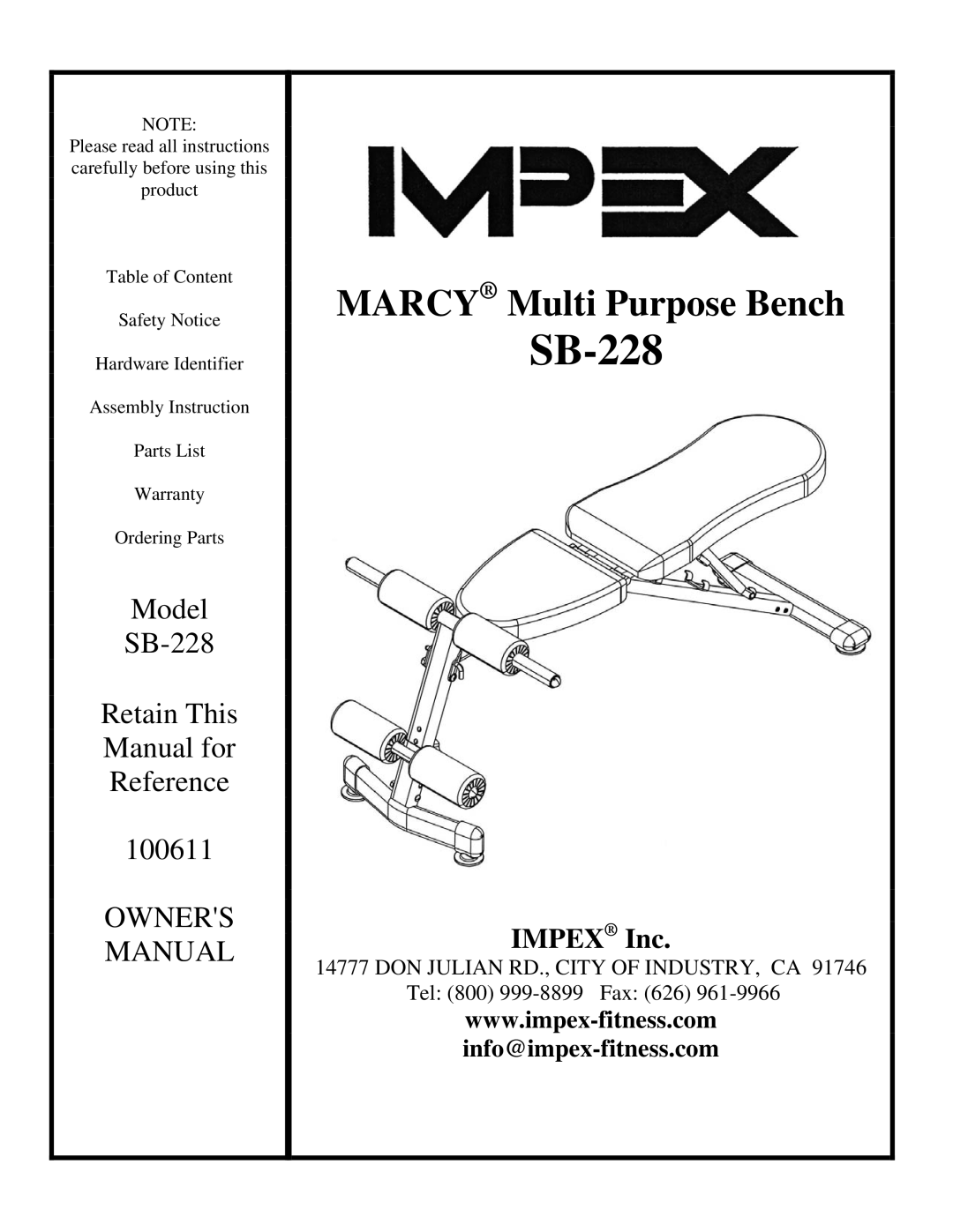 Impex SB-228 manual 