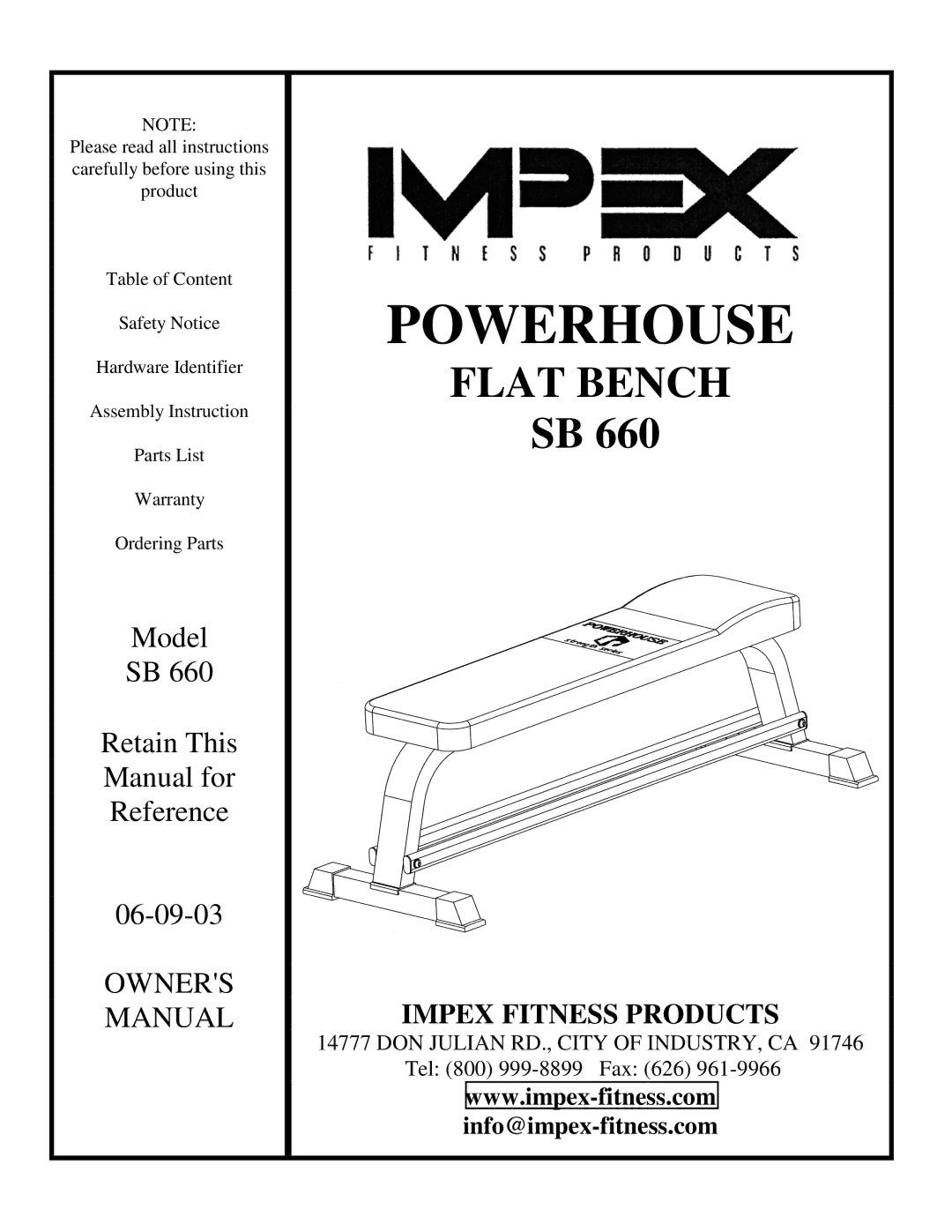 Impex SB 660 manual Powerhouse 