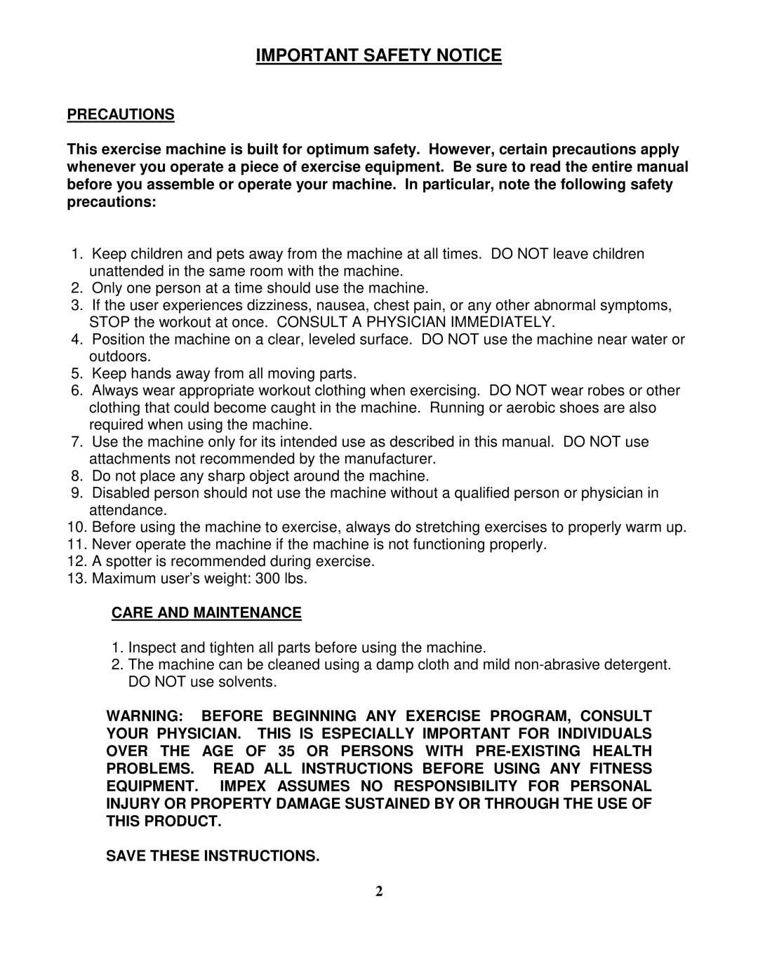 Impex SB-670 manual Important Safety Notice 