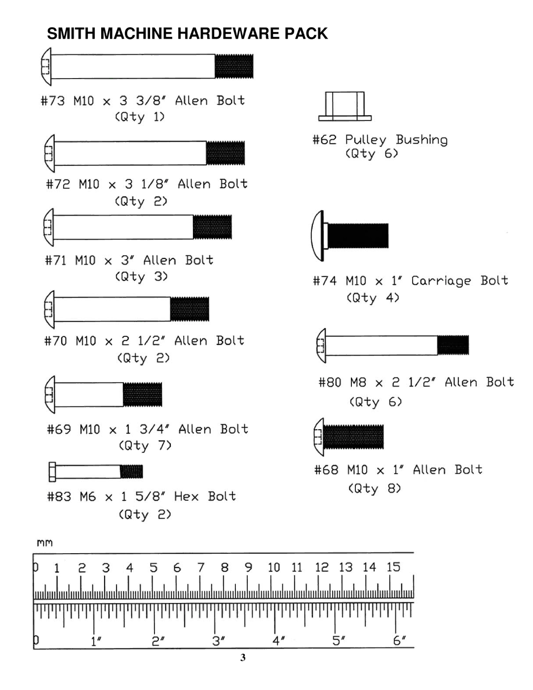 Impex SM 4000 manual Smith Machine Hardeware Pack 