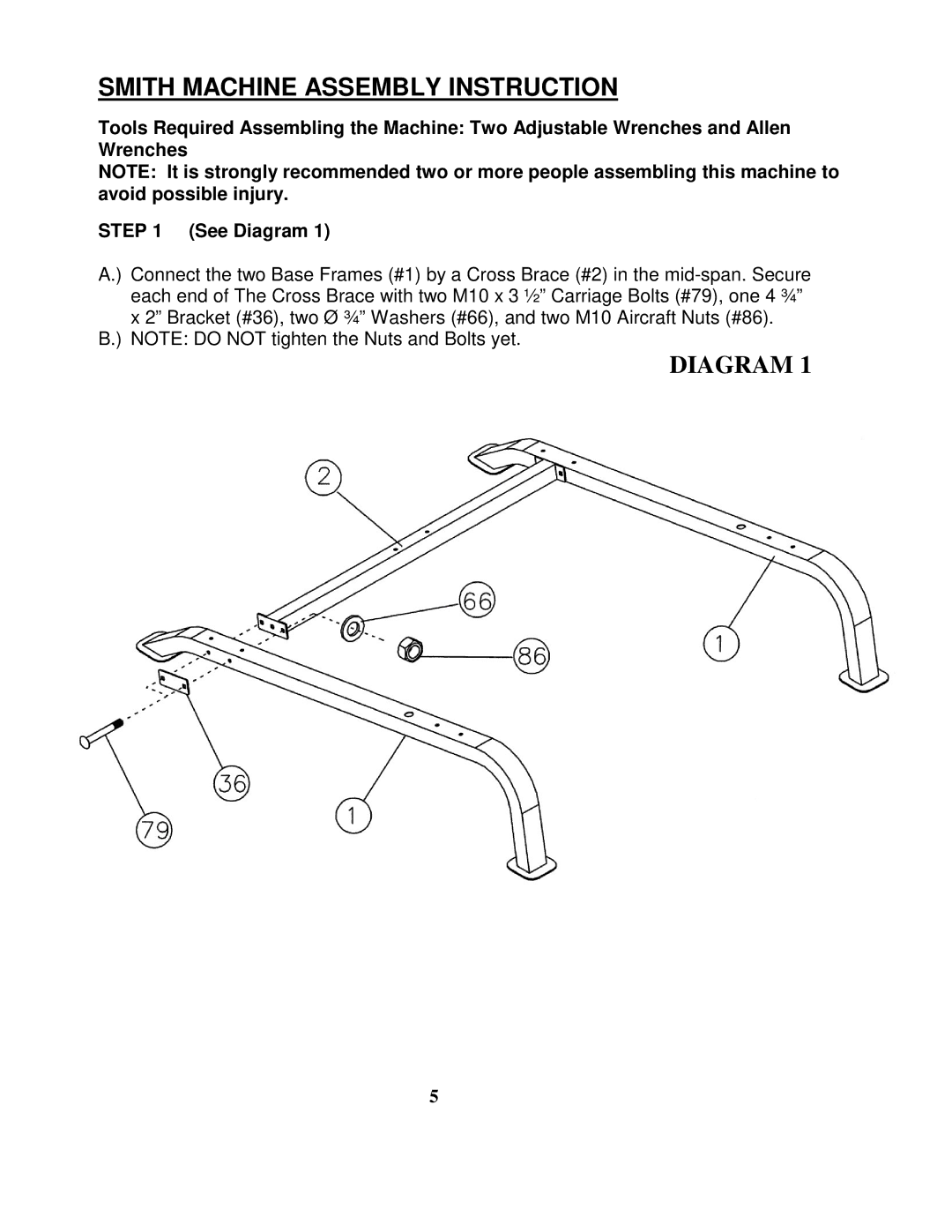 Impex SM 4000 manual Smith Machine Assembly Instruction 