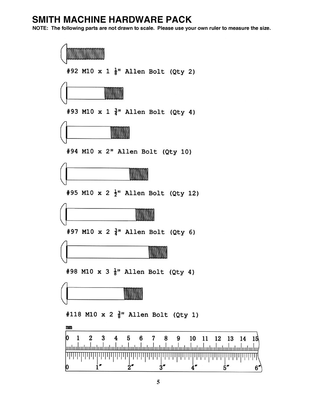 Impex SM-4008 manual Smith Machine Hardware Pack 