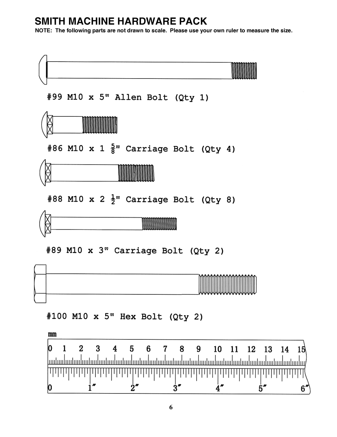 Impex SM-4008 manual Smith Machine Hardware Pack 