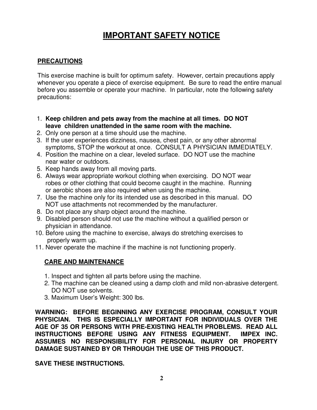 Impex TC-2210 manual Important Safety Notice, Precautions 