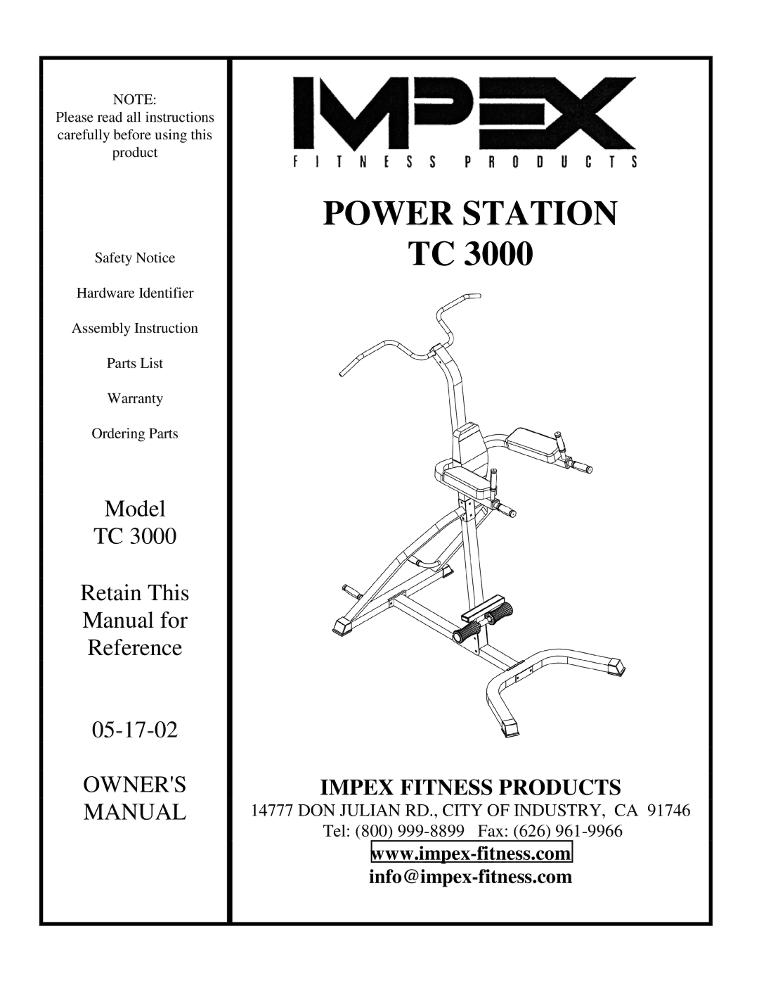 Impex TC 3000 manual Power Station 