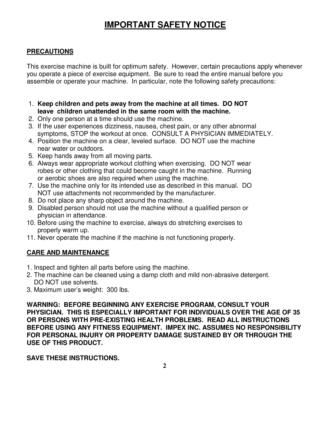 Impex TC-3502 manual Important Safety Notice, Precautions 