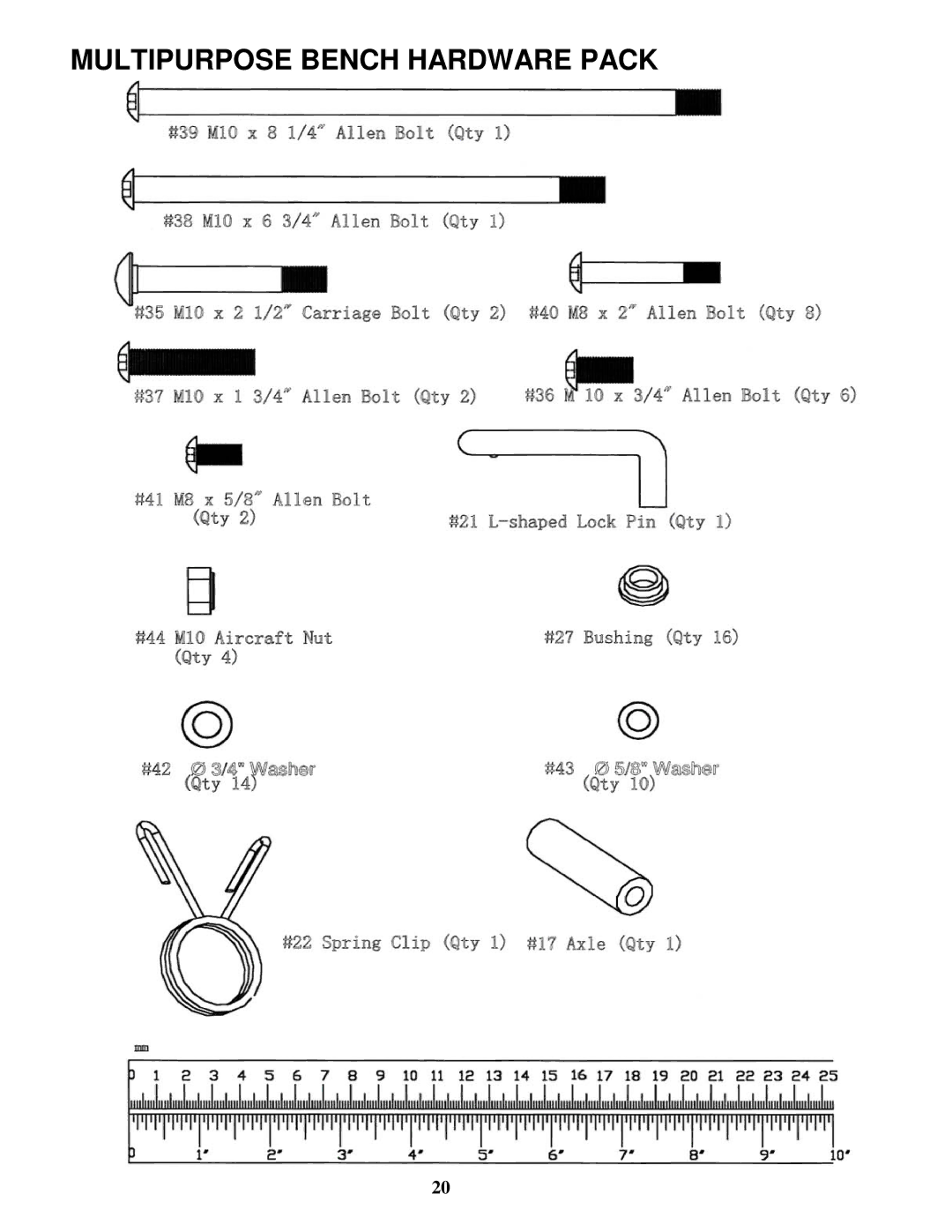 Impex TSA 5000 manual Multipurpose Bench Hardware Pack 