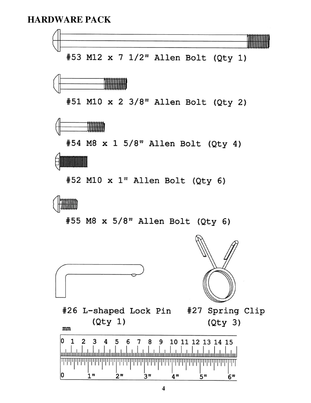 Impex TSA-5762 manual Hardware Pack 