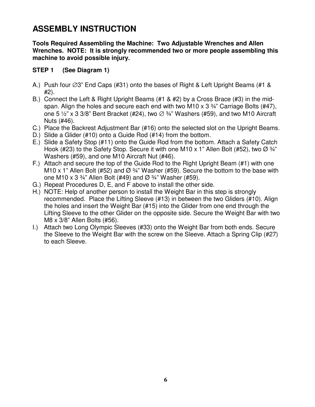 Impex TSA-5762 manual Assembly Instruction 