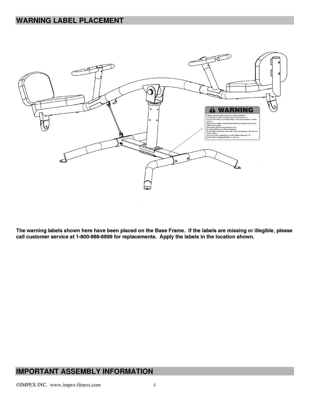 Impex TT-360 manual Important Assembly Information 