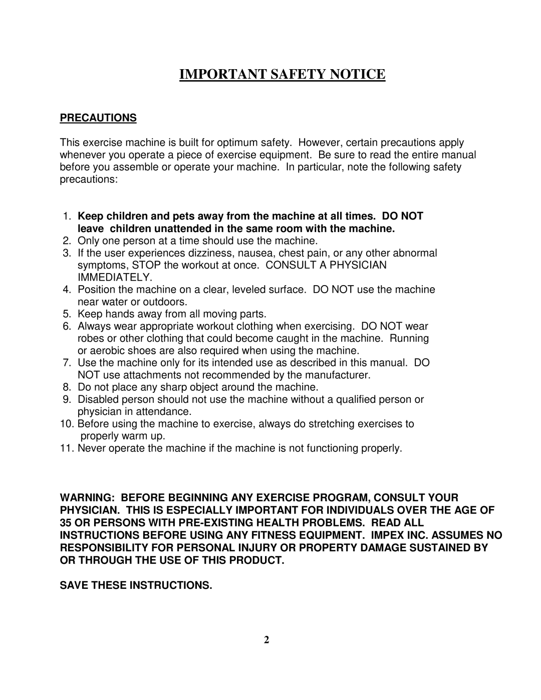 Impex WM 1403 manual Important Safety Notice 