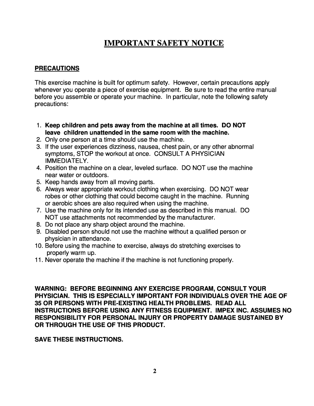Impex WM 1407 manual Important Safety Notice, Precautions, Save These Instructions 