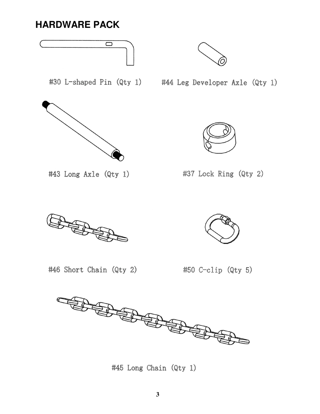 Impex WM-1501 manual Hardware Pack 