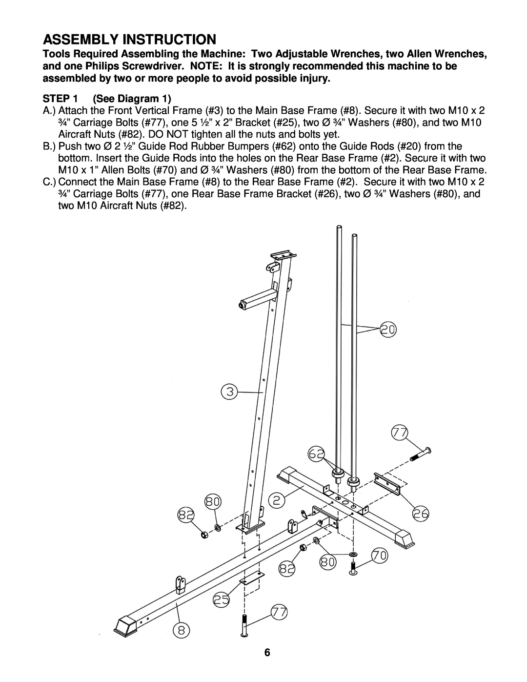 Impex WM-1501 manual Assembly Instruction 