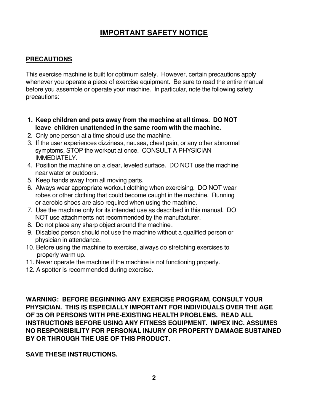 Impex WM-343 manual Important Safety Notice, Precautions 