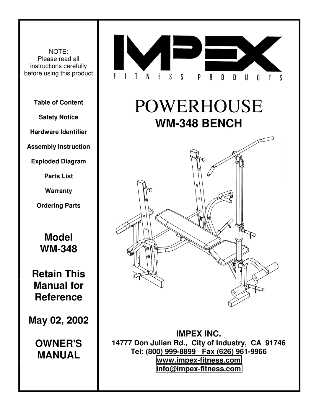 Impex WM-348 manual Powerhouse 